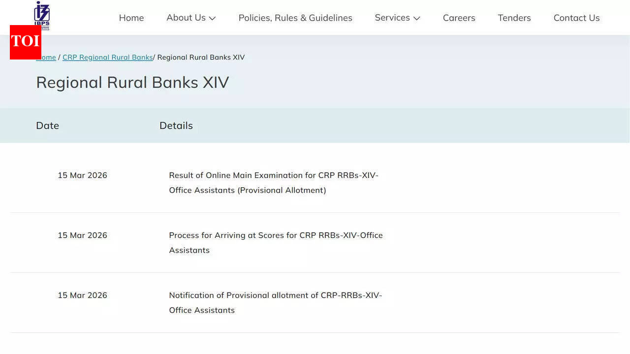 IBPS RRB clerk mains result 2026 released with provisional allotment details for office assistants at ibps.in; download here