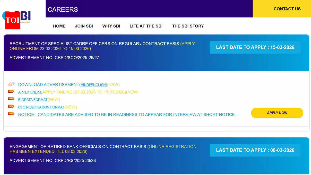 SBI SCO recruitment 2026 last date today to apply for AVP and Deputy Manager posts; check direct link here